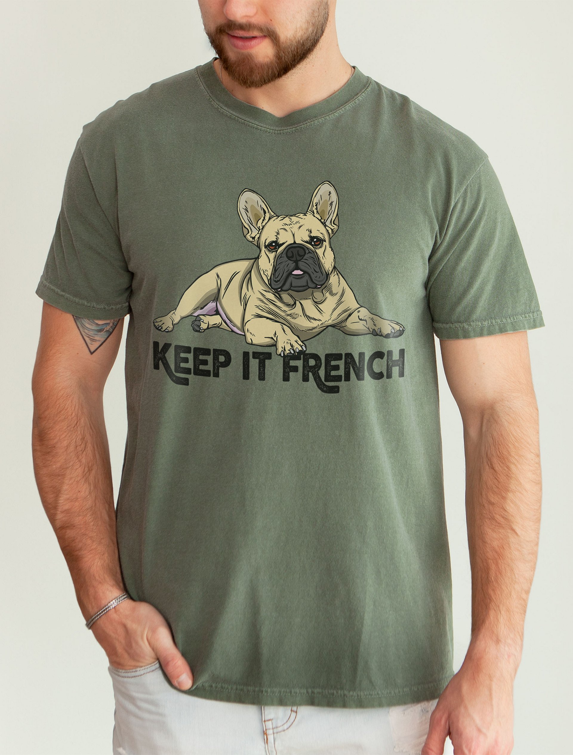 Keep It French T-Shirt of a French Bulldog (Fawn) | Funny T-Shirt for Frenchie Paw-rents product image (21)