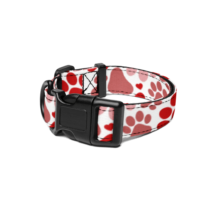 Retro Red & Pink Paw Pet Collar product image (1)