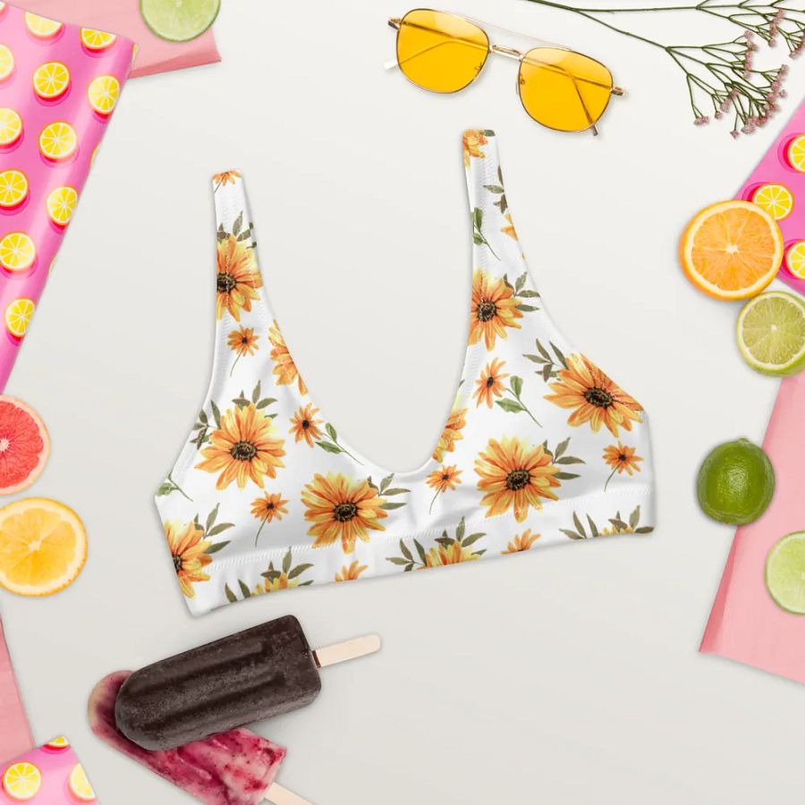 Watercolour Floral Pattern Padded Bikini Top - V2 product image (6)
