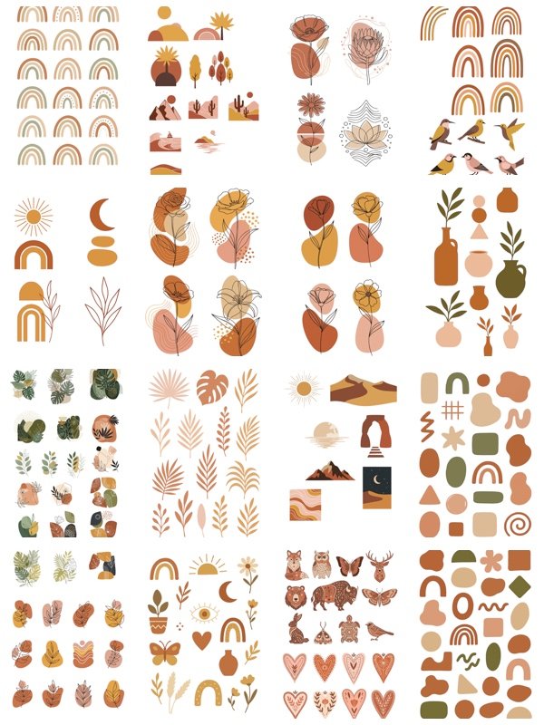 Modern Boho SVG Clipart Bundle, Hand Drawn Rainbow & Sun Designs,Nursery Decor, Cricut, Silhouette Cut Files product image (7)