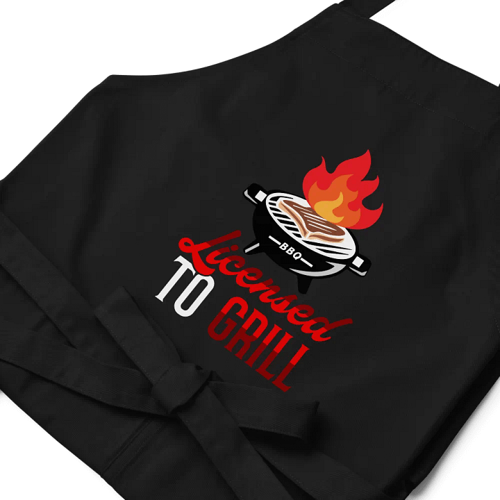 License To Grill- Apron Red Lettering product image (1)