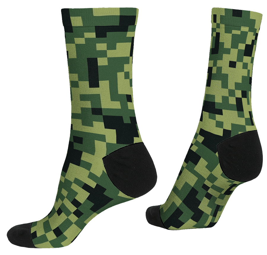 Military Green Camouflage Pixels Camo Pattern Premium Crew Socks product image (4)