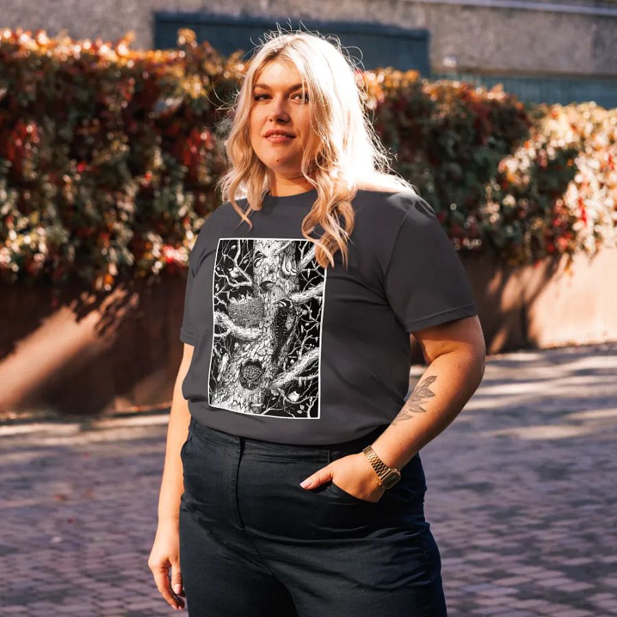 Birds of the wilderness - organic cotton, b&w print product image (11)