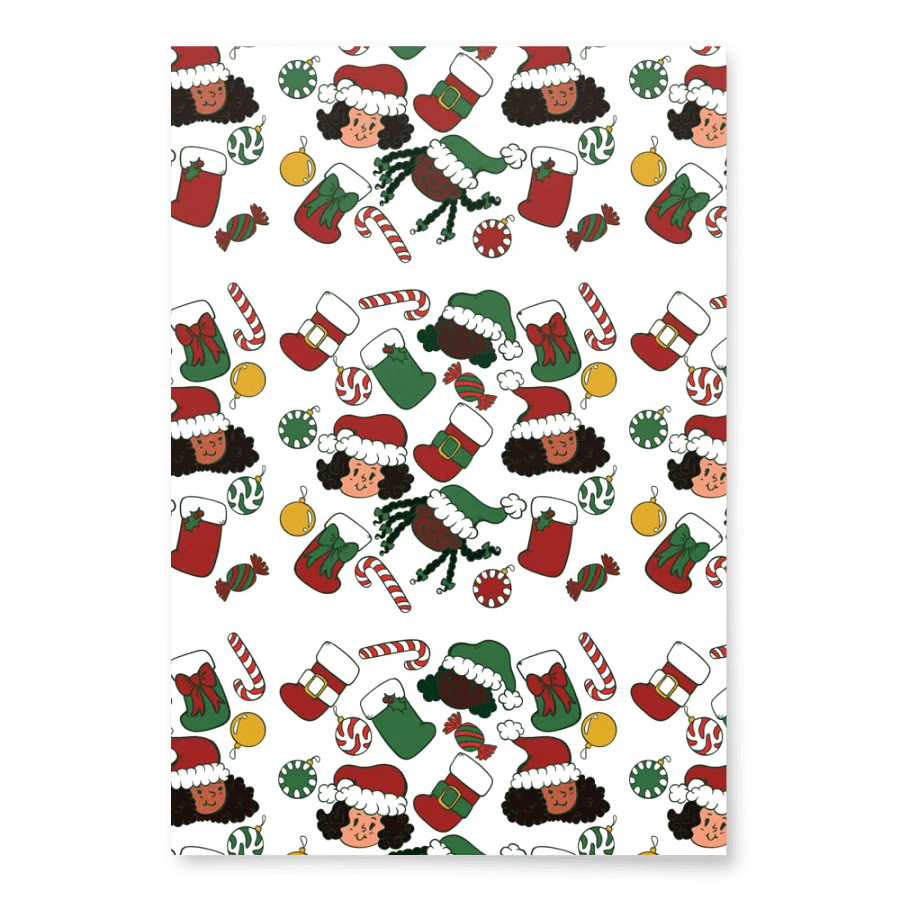 Black Girl Christmas Wrapping Paper 3 Sheets Size: 28.75″ × 19.75″ product image (3)