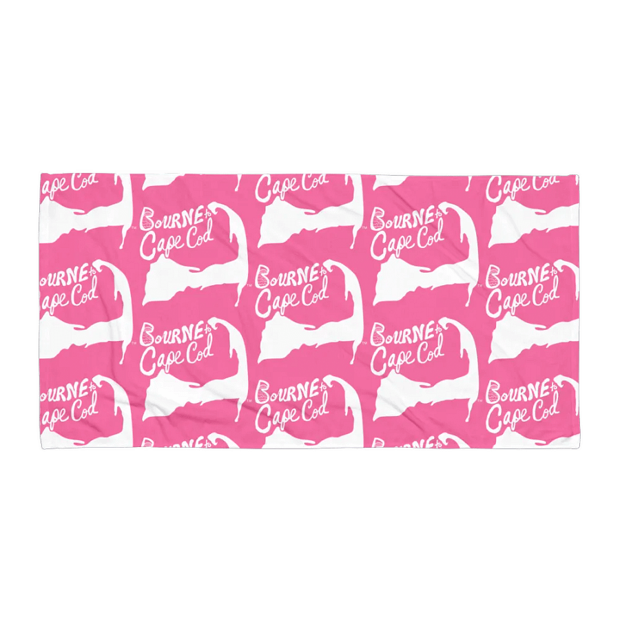 BOURNE to Cape Cod™ | Coastal Classic Beach Towel | All-Over Logo Print | Vibrant Colors for Salty Souls | White Logo on Brilliant Rose product image (1)