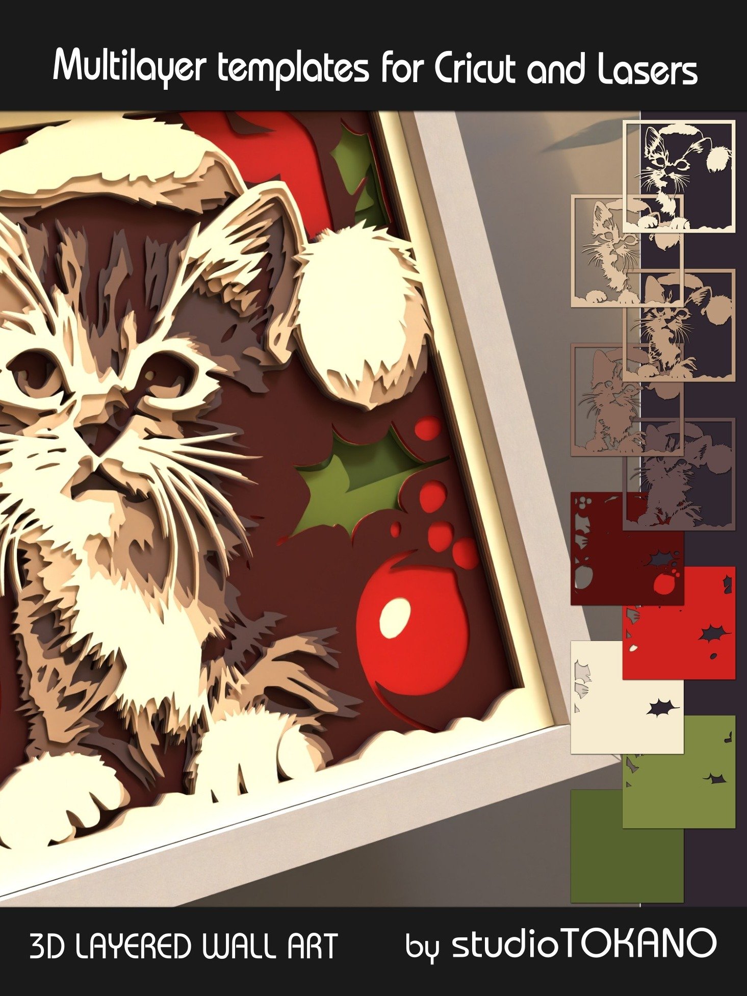 Christmas Kitten 3D layered SVG product image (6)