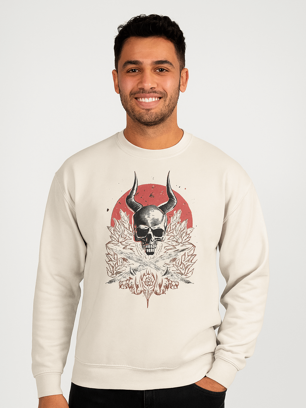 Menacing Skull and Swords Crewneck Sweatshirt product image (1)