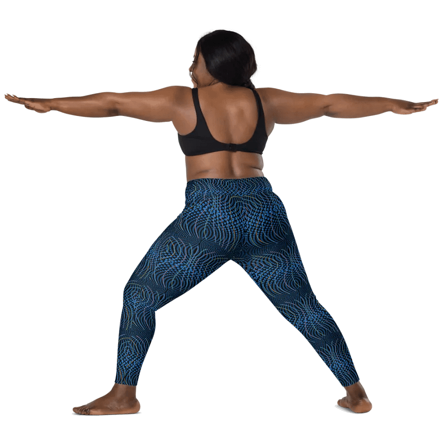Ladies leggings with pockets in  blue and dark teal design. up to 6 XL size. product image (4)
