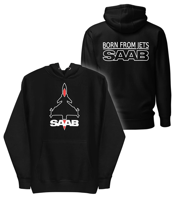Classic unisex SAAB JET front and BORN FROM JETS at the rear Hoodie product image (1)