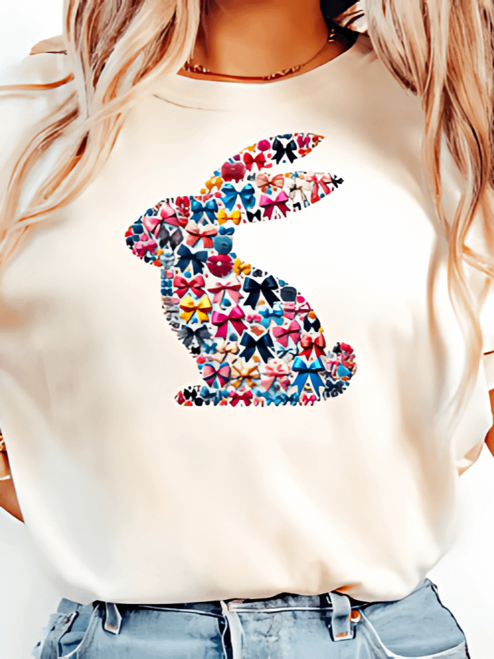 Coquette Easter Bunny T-Shirt Design – Stylish Spring Rabbit Sublimation PNG – Chic Holiday Fashion – Instant Digital Download – High-Resolution 300 DPI product image (1)