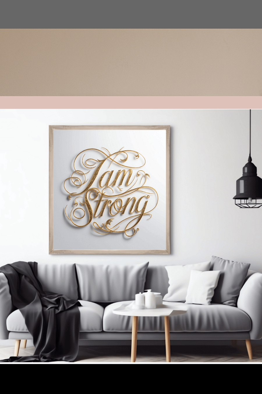 I Am Strong Self-Love Positive Affirmation, Inspirational Wall Art product image (1)