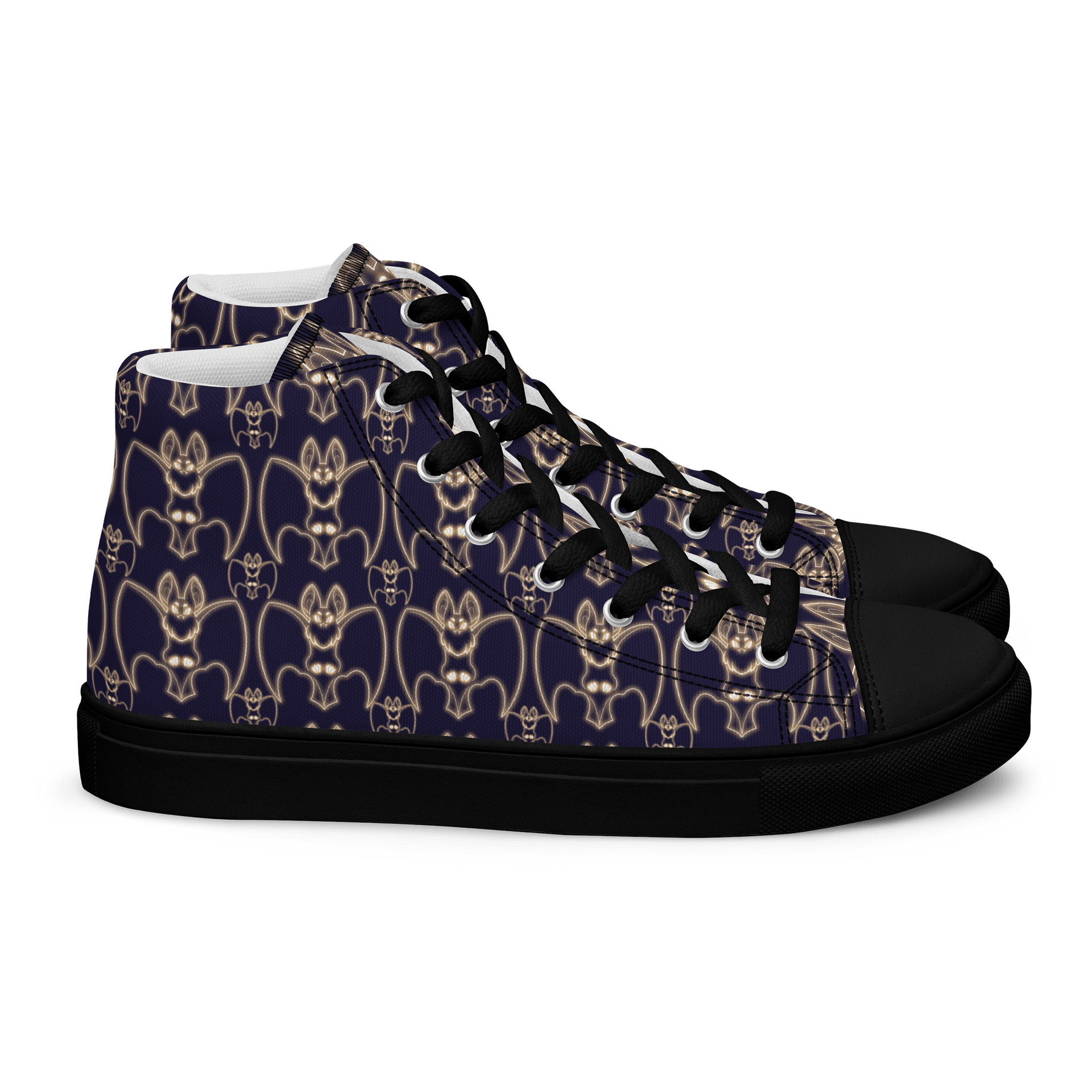 Neon Bat Men's High Top Canvas Shoes product image (2)