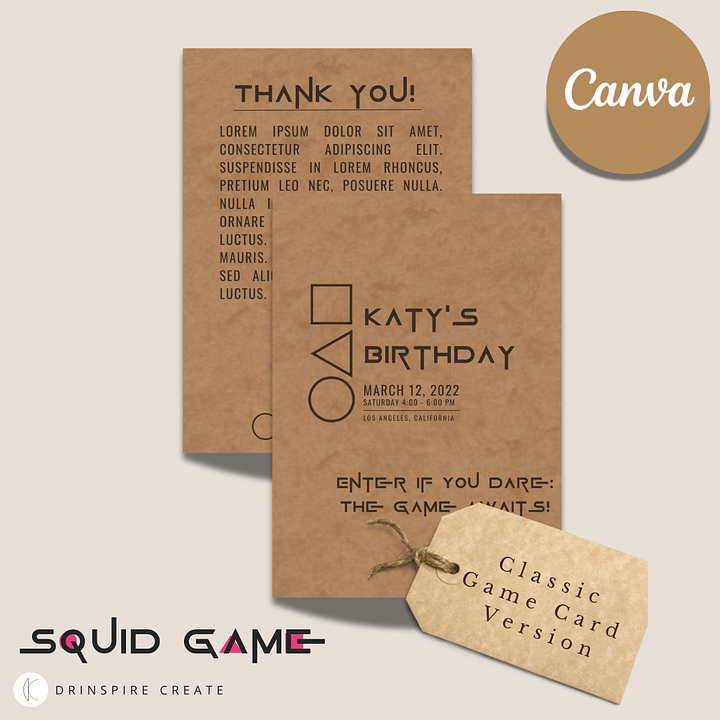Squid Game-Inspired Party Template - Classic Game Card Version product image (1)