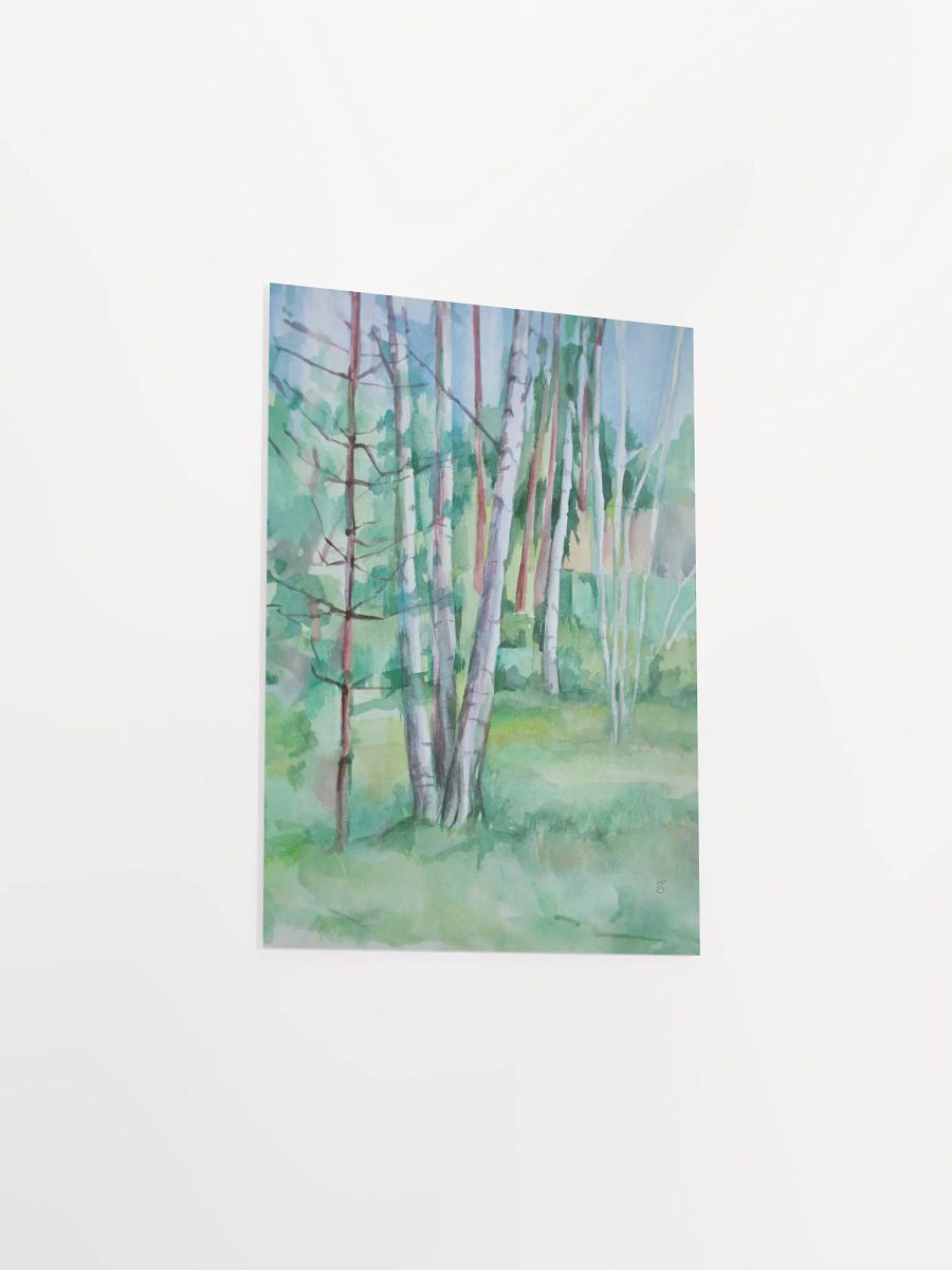 Serene Birch Forest Watercolor Poster - Nice Forest Dacha product image (6)