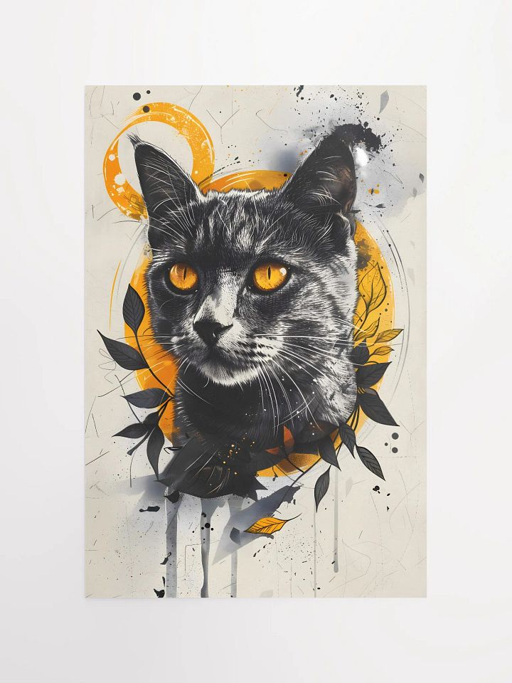 Mystique Unleashed: Urban-Inspired Black Cat with Golden Eyes Matte Poster product image (2)