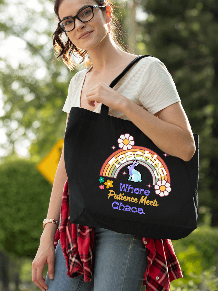 Bunny Teaching Where Patience Meets Chaos, Teachers Eco Tote Bag product image (1)