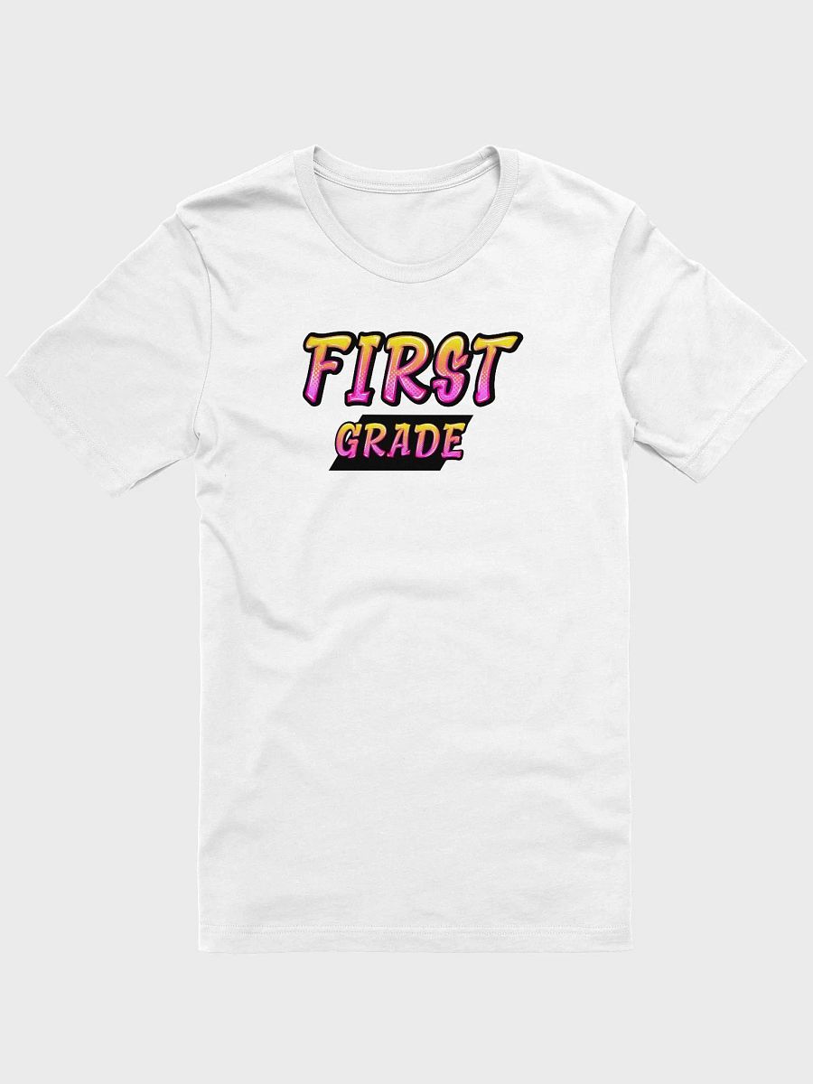 FIRST GRADE Teacher Shirt - Pink + Yellow Bold Letters product image (2)