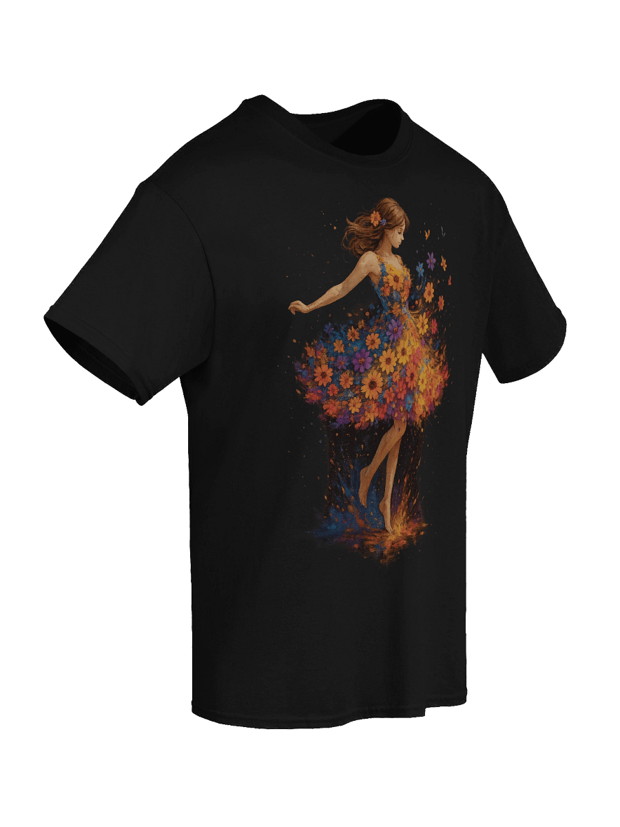 Floral Dance T-Shirt – Vibrant Whimsical Flower Dress Art product image (56)