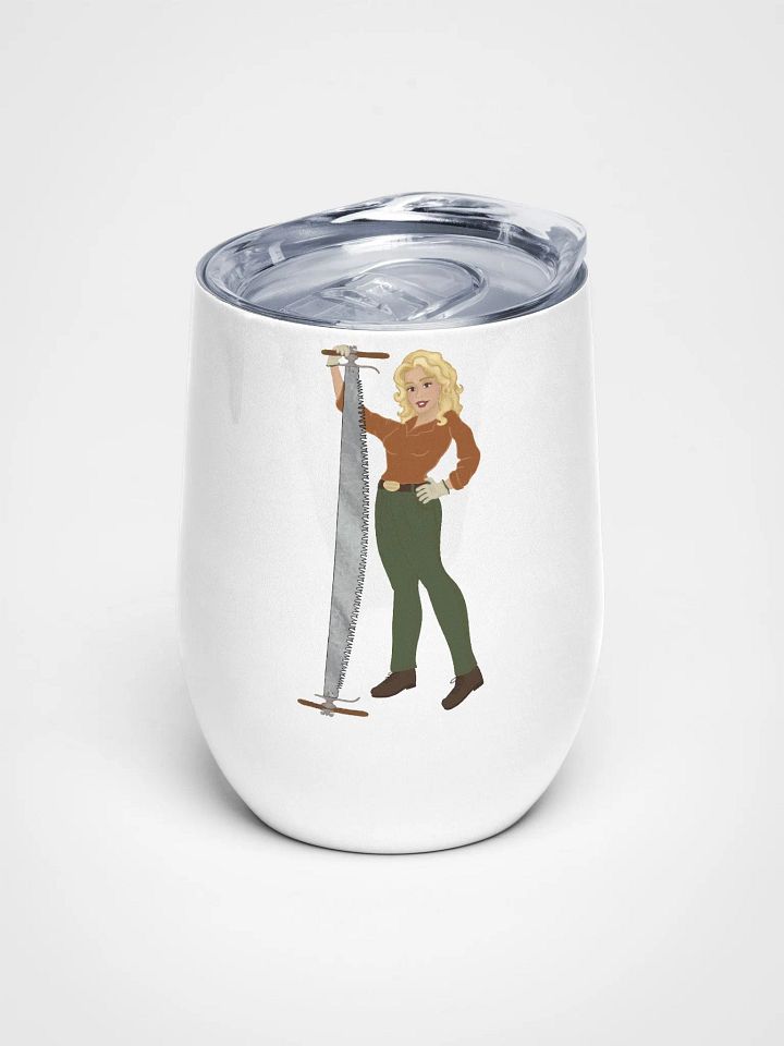 Crosscut Saw Blonde Dolly Pinup Wine Tumbler product image (1)