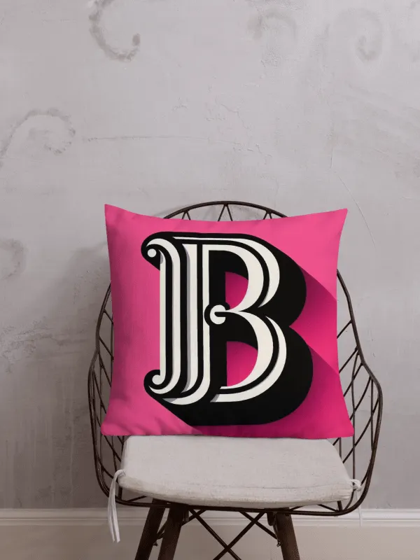 Bold 3D Letter 'B' Decorative Pillow | | AI Design initial B product image (1)