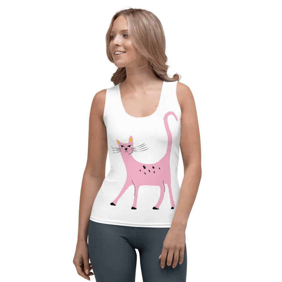 Stylish Pink Cat Tank Top product image (4)