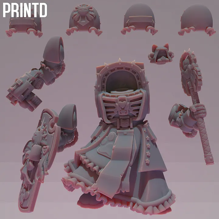 Maid Soldiers Heavy Religious Leader - Grimdark Future Maid Space Warriors Multipart Resin Model Building Kit Meme Funny Models product image (2)