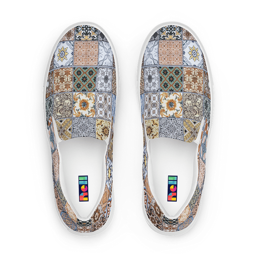 Eclectic Elegance Ceramic Tile Grid Men's Slip-On Canvas Shoes product image (1)