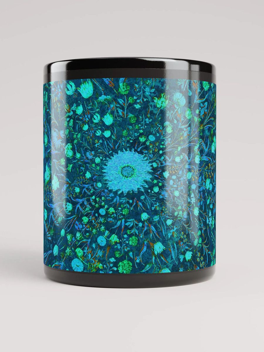 Blue Green Medieval Flowers Black Coffee Mug product image (9)