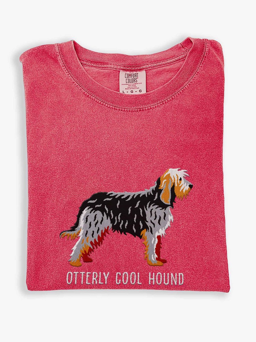 Otterly Cool Hound T-Shirt(Embroidered) of an Otterhound(Gray) product image (1)