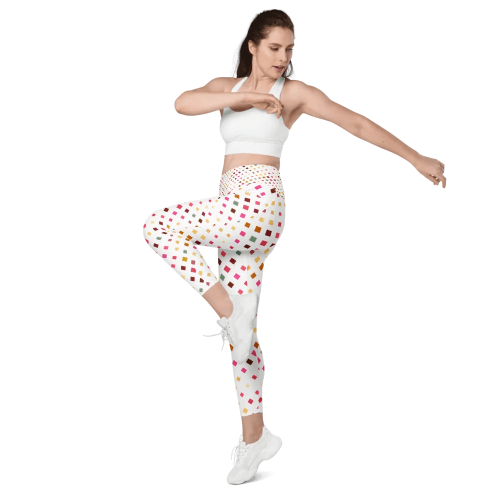 Colorful Square Pattern Design Leggings with Pocket - v7 product image (11)