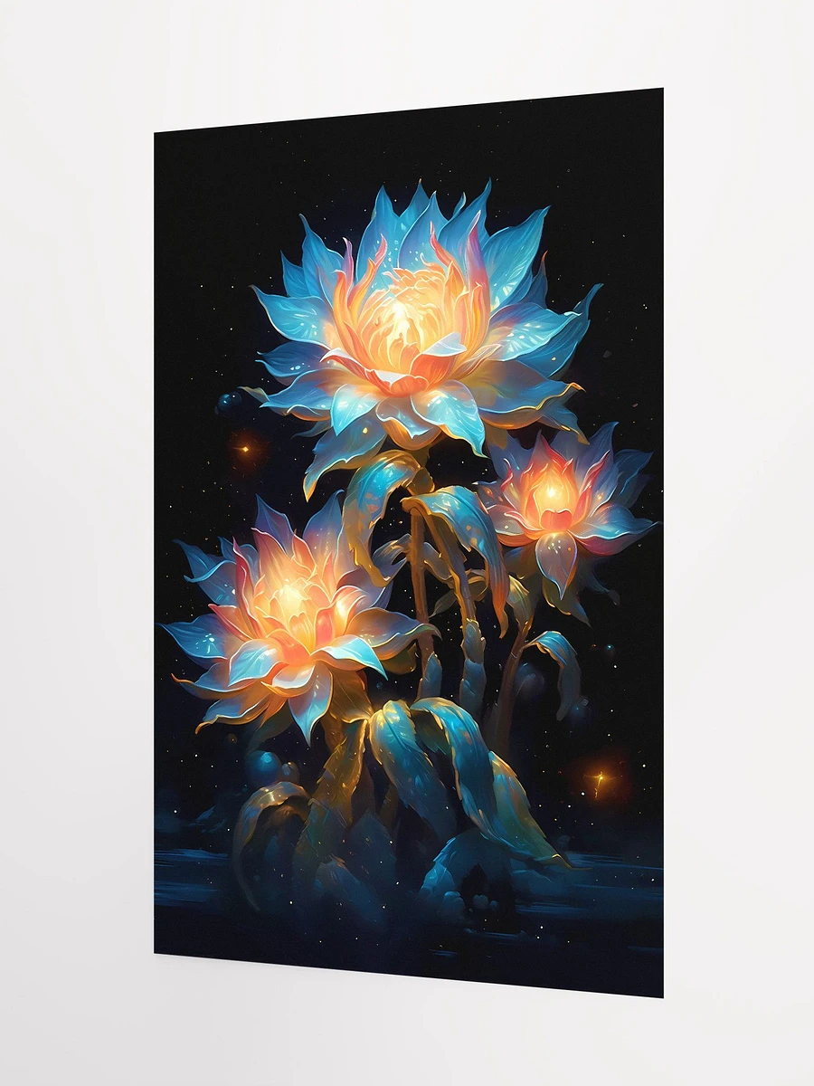 Celestial Flames: Ethereal Glowing Flowers Art Print Matte Poster product image (5)