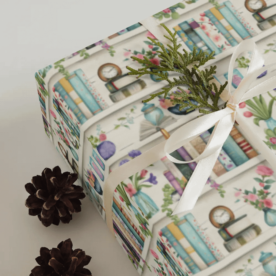 Papier Cadeau Bibliothèque Fleurie product image (3)