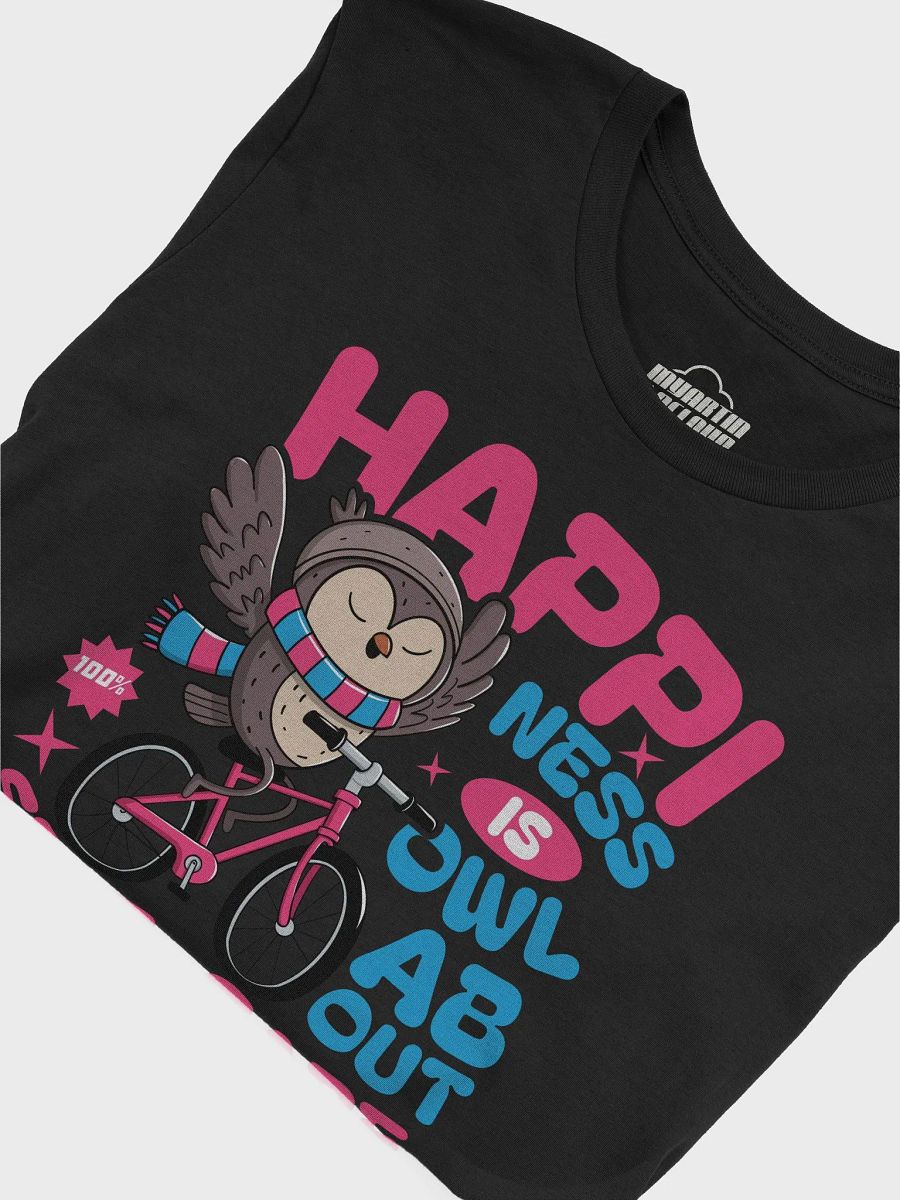Happiness Is Owl About Self-Care Graphic T-Shirt – Cute Owl Bike Design product image (65)