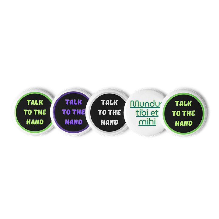 Vibrant 'TALK TO THE HAND' Pin Button Set product image (1)