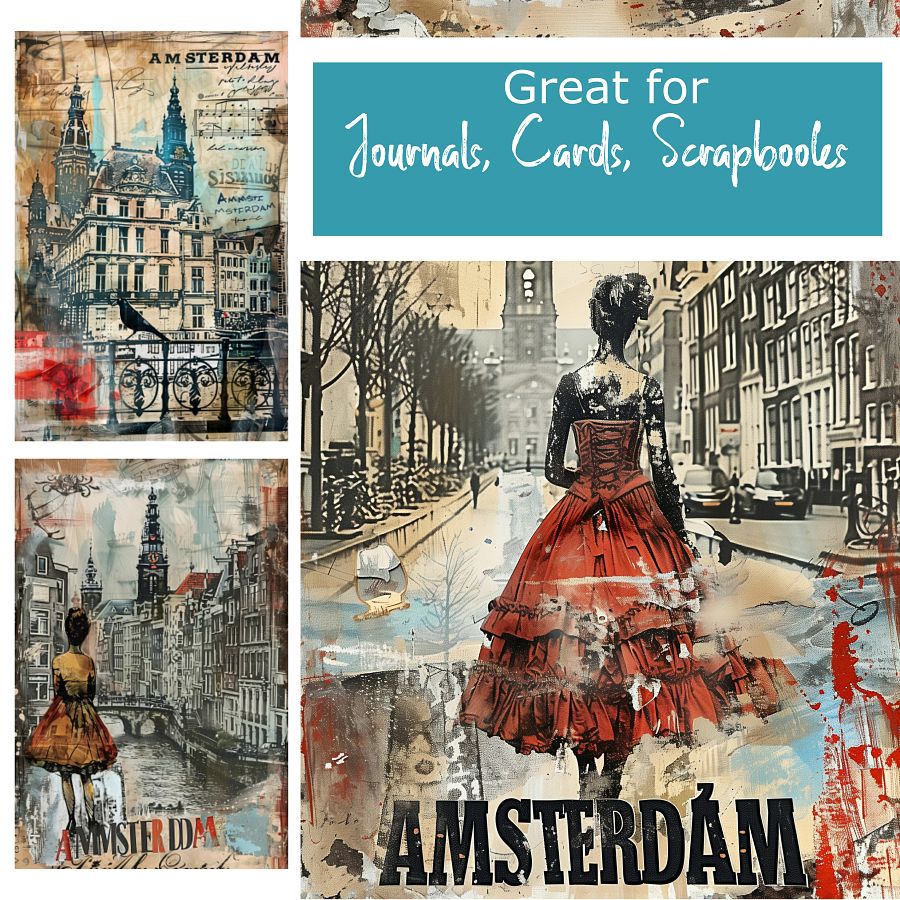 Netherlands Charm: 8 Junk Journal Pages for Creative Souls, Dutch Theme, Vintage Ephemera, Collage, Dream, Scrapbook, Card Making product image (2)