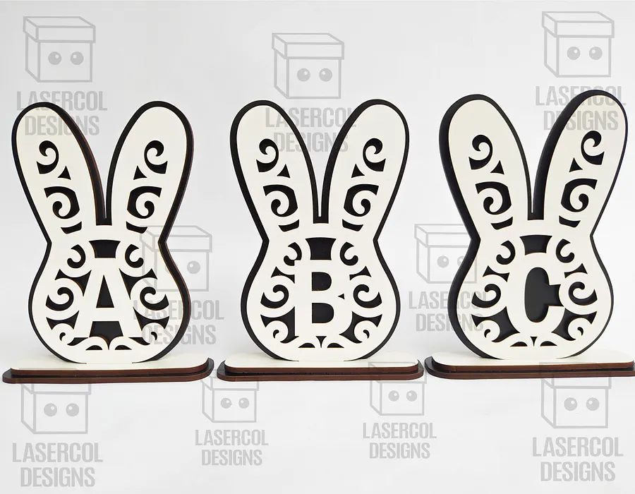 Easter Bunny Monogram Set 3 (3 Sizes) - Laser Cut Files product image (7)
