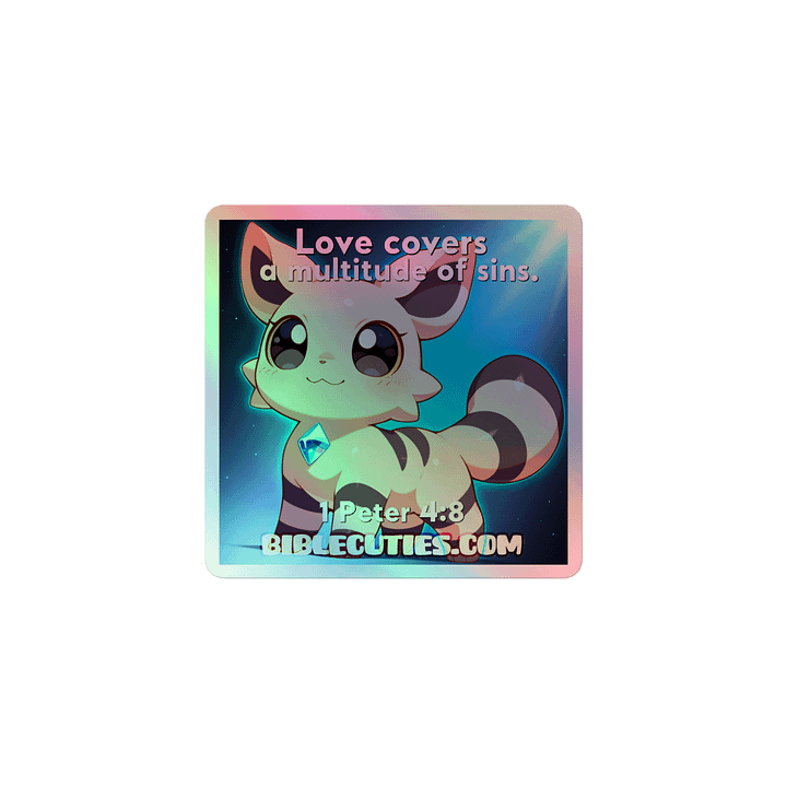 Bible Cuties Leah - Love covers a multitude of sins Holographic Sticker product image (1)