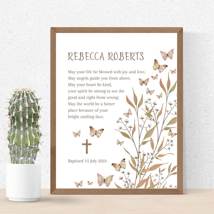 Wild Flowers and Butterflies Baptism Canva Template product image (2)
