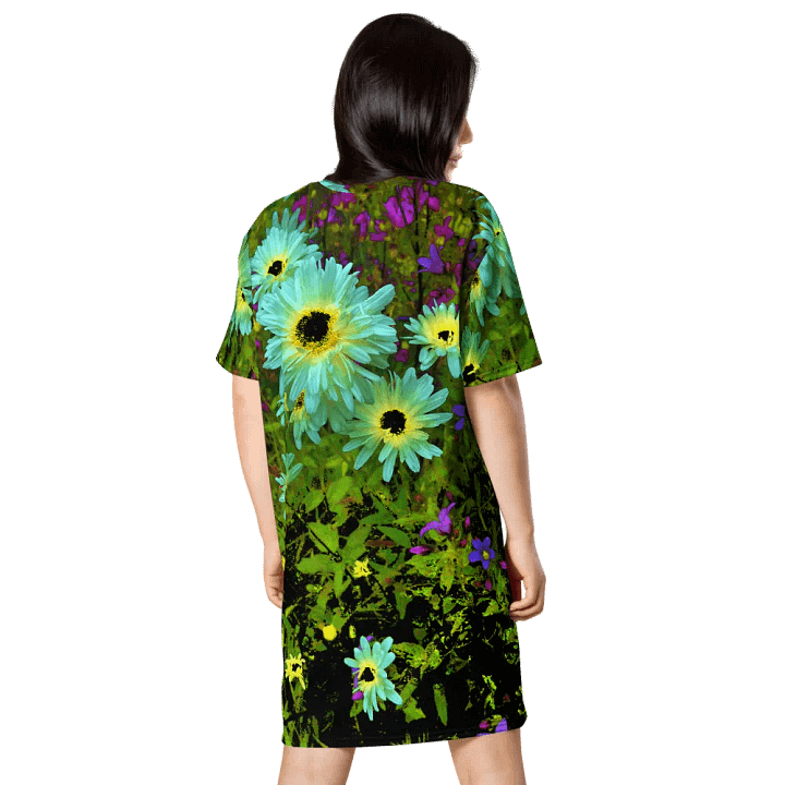 Abstract Vibrant Daises in the Garden Ladies T Shirt Dress product image (2)