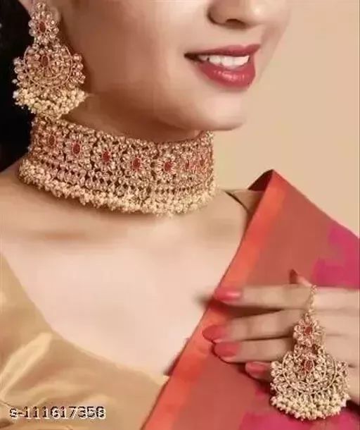Traditional Jewellery of Choker Neckless Design Set for Women and Girls product image (2)