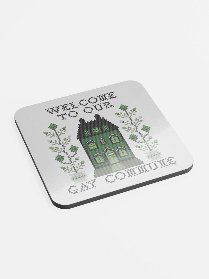 Welcome to Our Gay Commune Coaster - Aromantic Flag product image (2)