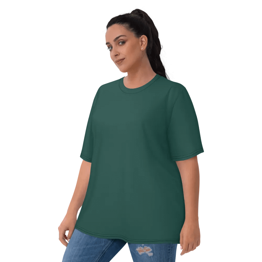 Plain Dark Green Soft Summer Women's Crewneck Polyester Heavyweight Premium T-Shirt by Treasure Pie product image (6)