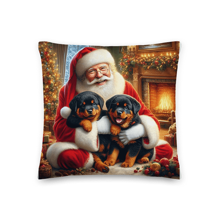 Rottweiler Santa's Puppy Party Festive Pillow product image (1)