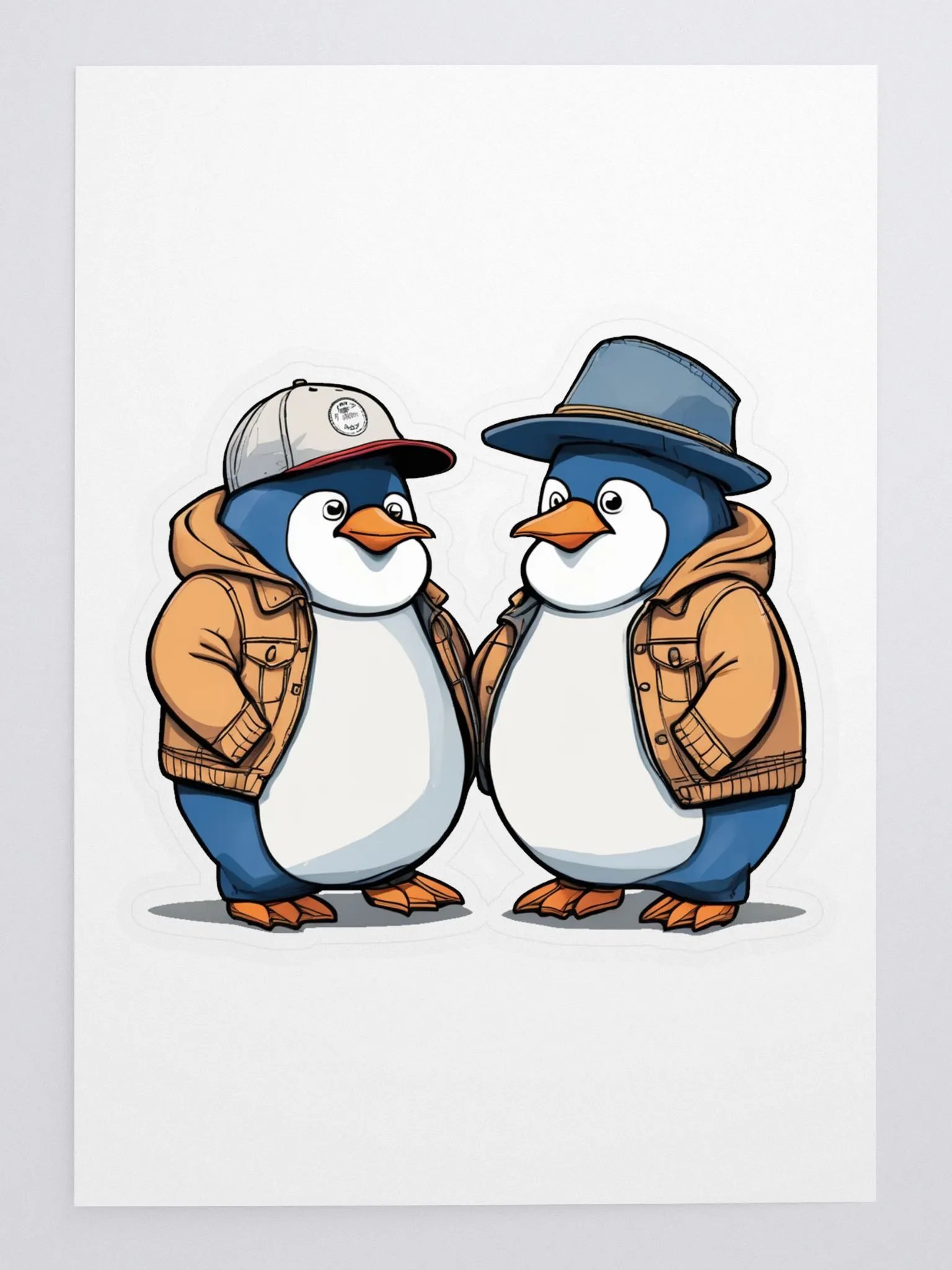 2 penguins wearing a coat and hats sticker product image (3)