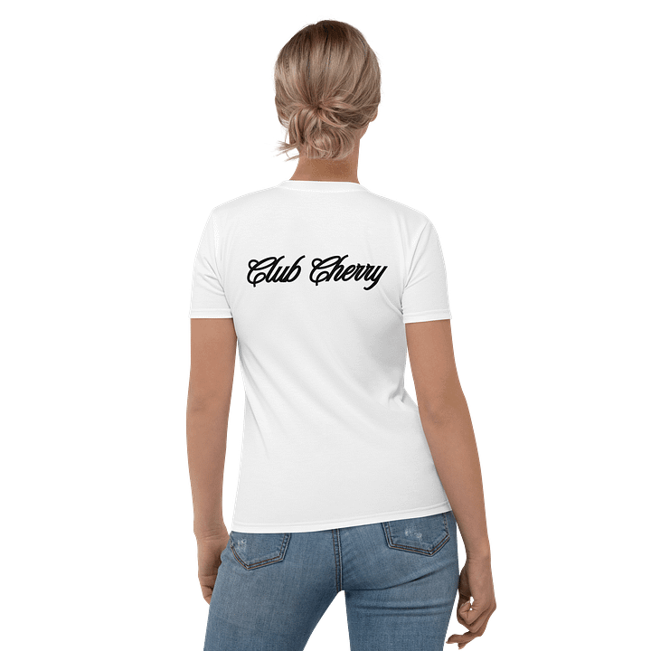 Club Cherry Ladies White Tee w/Black CC on Back product image (2)