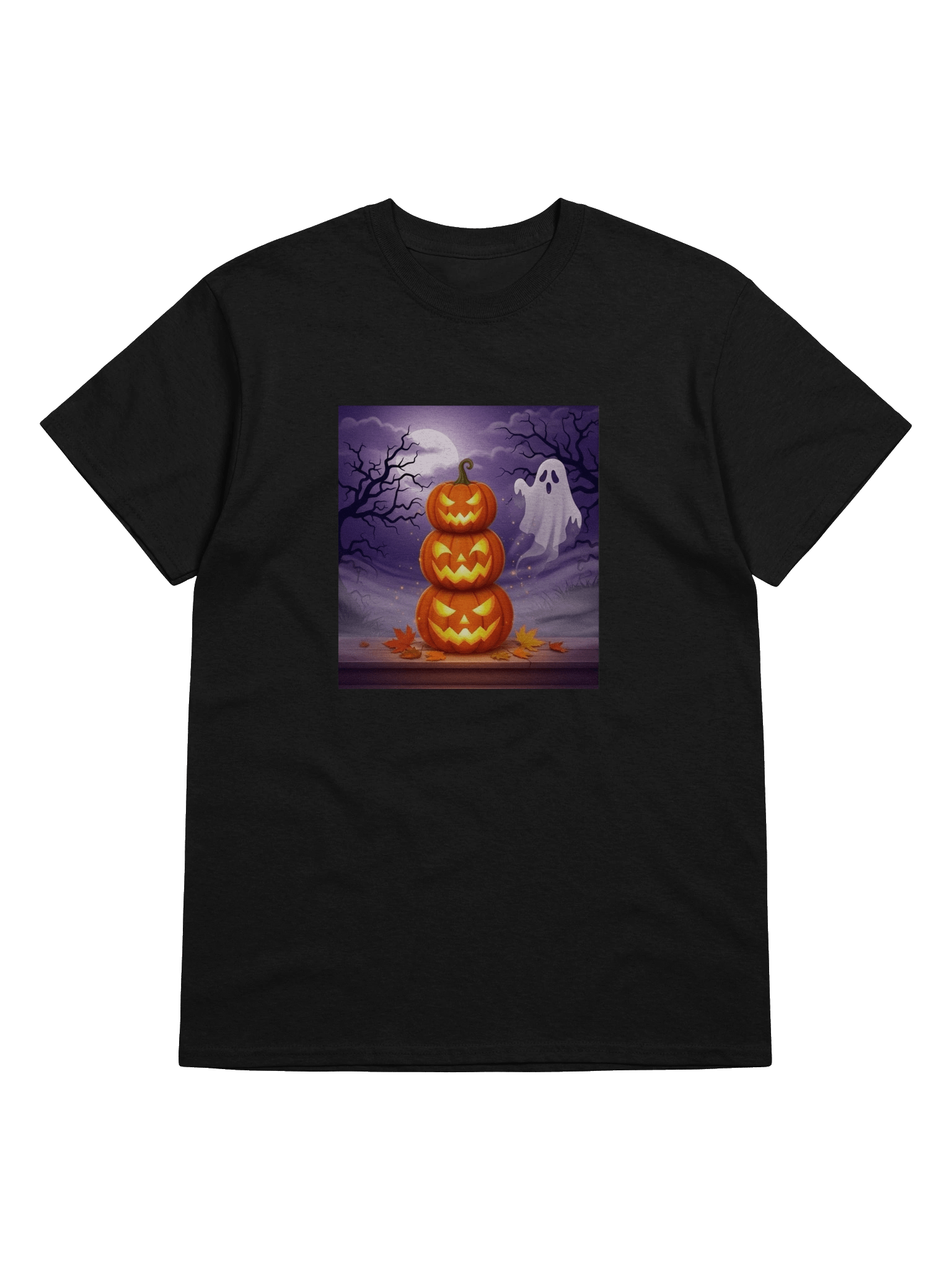 Haunted Pumpkins & Friendly Ghost - Halloween Moonlit Night Design for Festive Merchandise product image (5)