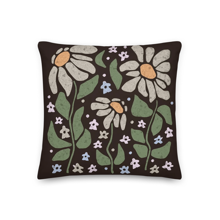 Pastel Floral Dancing Meeples 18" x 18" Pillow - Brown product image (2)