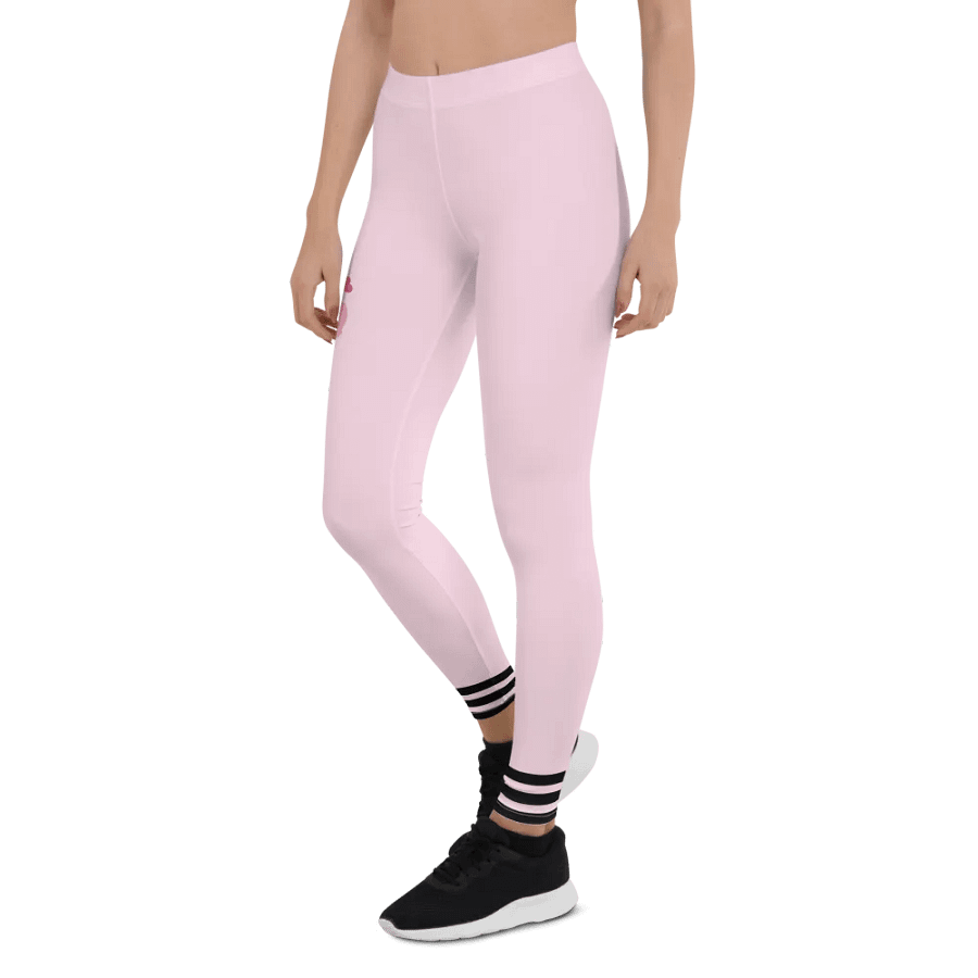 All-Over Print Leggings-Backfill Pig pink colour with Pink Lady design black stripes product image (7)
