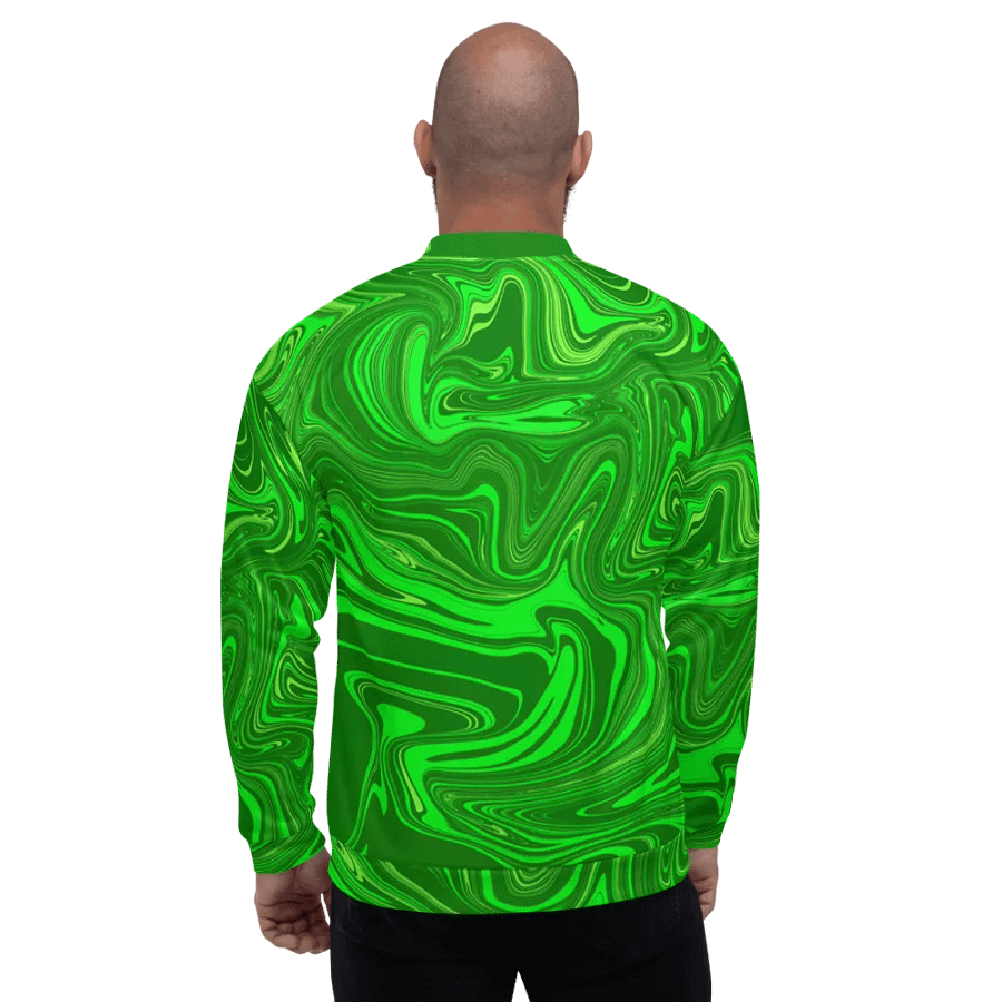 Unisex Bomber Jacket - Different Shades of Green Digital Fluid Art product image (3)