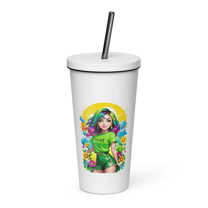 Brat 20 oz Tumbler Cup - White - Insulated Tumbler with a Straw v3 product image (1)